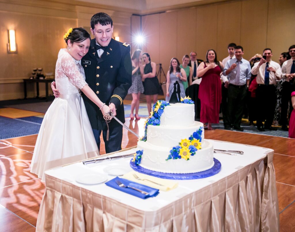 See that face? There is a LOT of effort going into cutting that cake.